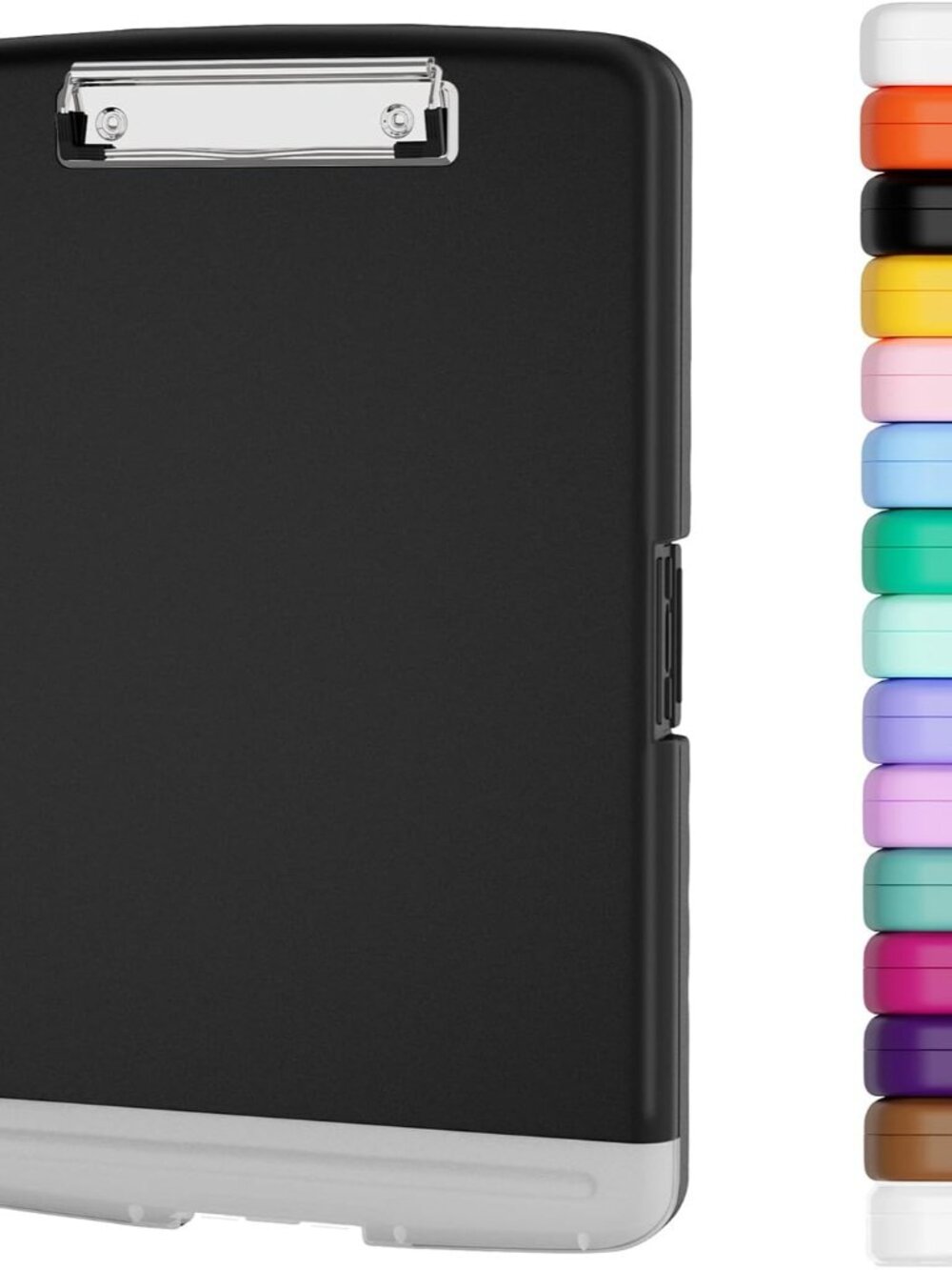 Clipboard with Storage, 8.5 x 11 Clip Board with Pen Holder, Black